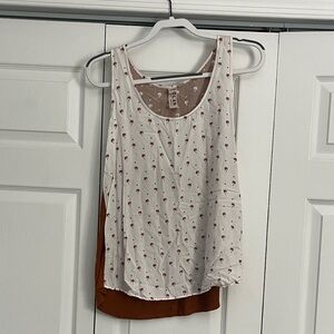 Dolan Cream and Brown Patterned Tank Top